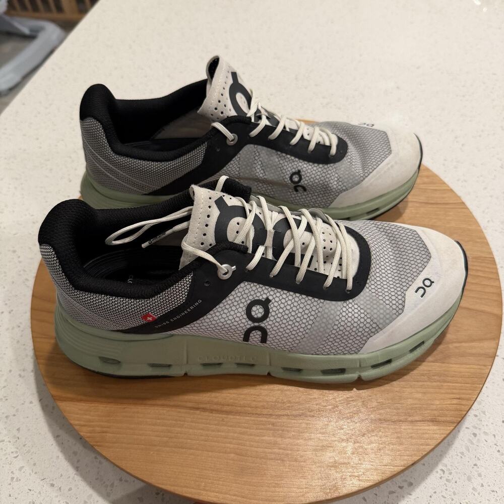 On Cloud Shoes Mens 8 Cloudnova Z5 Rush Running Sneakers Gray Green Gym Workout